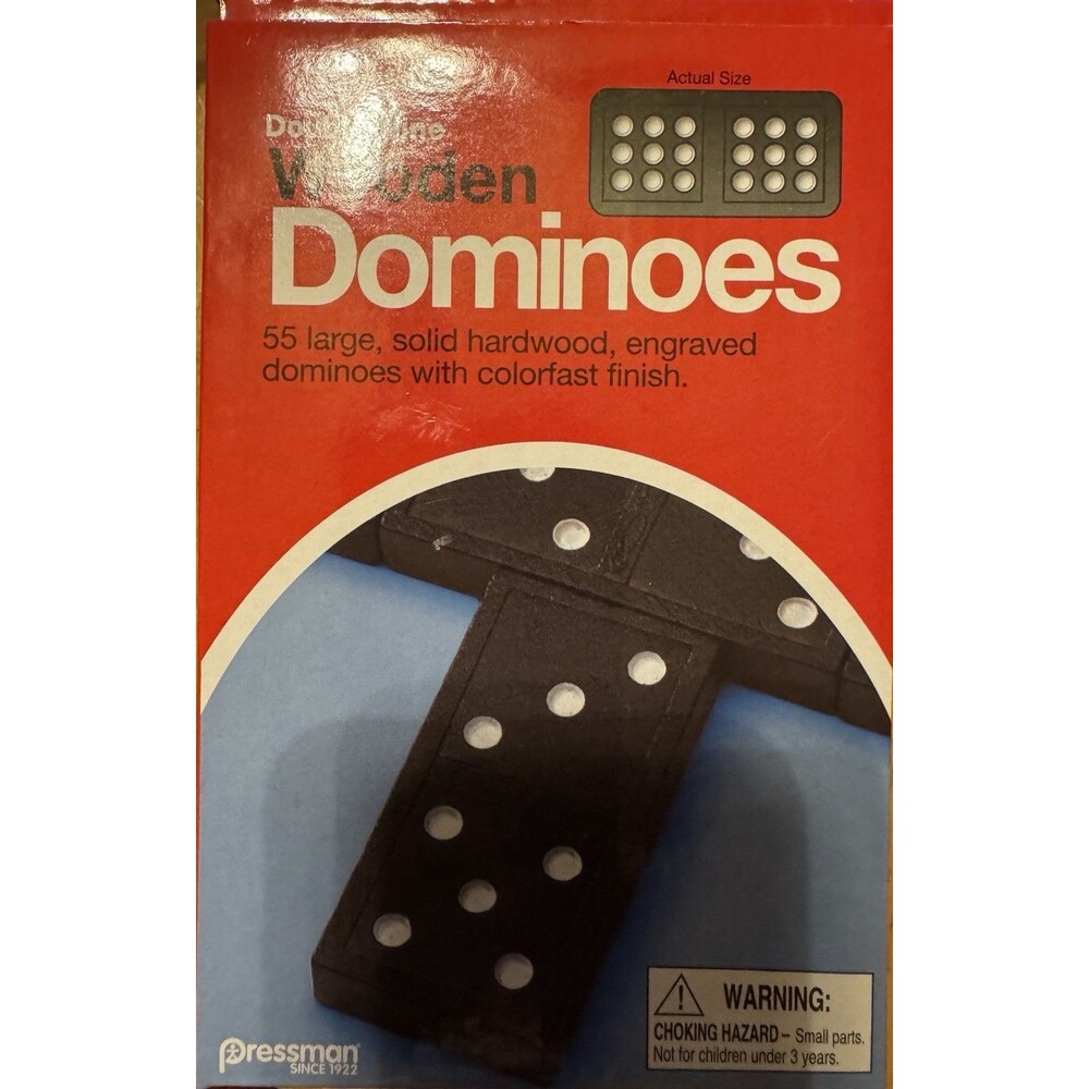 Pressman Toy Double Six Wooden Dominoes, 28 Pieces Dominoes